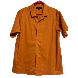 Pacsun Linen Cotton Blend Button Up Shirt Orange Mens Size Large